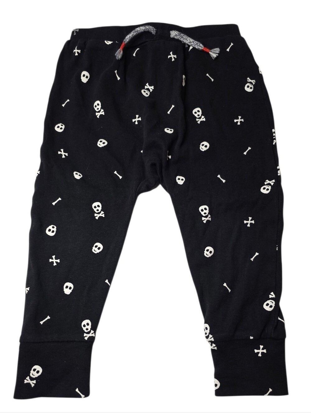 Kids Halloween Drawstring Black Pants Skull & Crossbones Baby Boys 18m - 24m